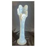 White and Blue Swirl Glass Vase