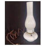White Milk Glass Electric Lamp