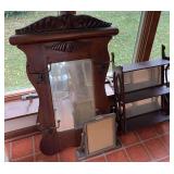 Wall Mirror with Hooks, Display Shelf, and Picture Frame Group