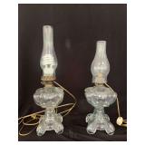 Pair of Clear Glass Electric Lamps