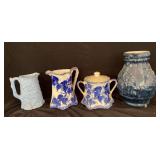 Assorted Ceramic Pitchers, Sugar Bowl, and Small Bowl