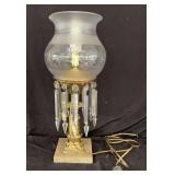 Chandelier Style Table Lamp with Etched Glass Shade