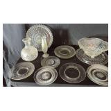 Pressed Glass Plates, Bowls, and Vases