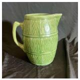 Green Barrel Ceramic Pitcher