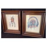 2 Framed Native American Portraits by Gwen King