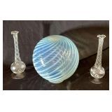 Murano Style Glass Vases and Orb