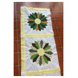 Handmade Quilted Runner with Floral Medallions