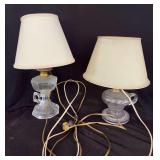 Pair of Clear Glass Electric Lamps