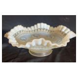 Footed Ruffled Edge Glass Bowl