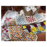Handmade Quilt and Linen Assortment