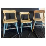 3 Painted Wooden Chairs
