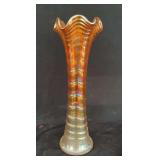 Orange Iridescent Glass Vase
