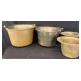 Assorted Brass Buckets and Vessels
