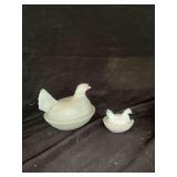 Hen on Nest Covered Dish Pair