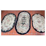 3 Floral Hooked Rugs