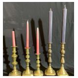 Set of 5 Brass Candlestick Holders