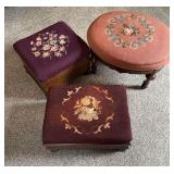 Embroidered Foot Stool Group