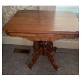Inlaid Wood Table with Carved Legs