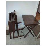 Four Wood Folding TV Tray Tables