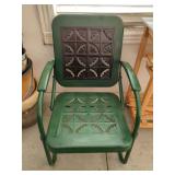 Green Metal Outdoor Chair with Armrests