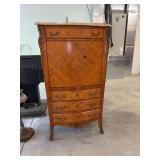Inlaid Wood Secretary Desk with Marble Top