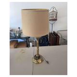 Brass Table Lamp with Tan Shade