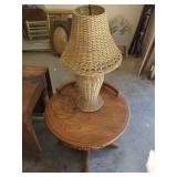 Wicker Lamp with Round Side Table