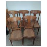 Set of Five Oak Chairs