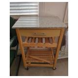 Rolling Kitchen Cart with Granite Top