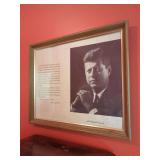 Framed John Fitzgerald Kennedy Portrait with Inaugural Speech