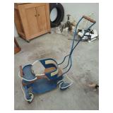 Blue Metal and Wood Baby Walker