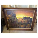 M. Wildman Signed Building Landscape Painting