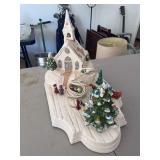 Illuminated Ceramic Christmas Church Scene