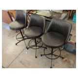 Set of 3 Black Swivel Bar Stools