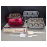 Kitchen Appliance and Utensil: Toaster, Knife, Bakeware, and Spatulas