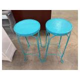 Pair of Turquoise Metal Frame Stools