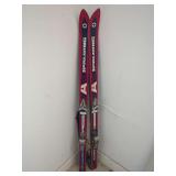 Spalding Alfetta Skis with Salomon Bindings and Ski Poles
