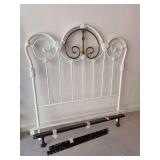 White Metal Headboard with Brass Accents and Frame