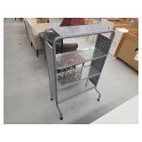 Silver Metal and Glass Rolling Shelf
