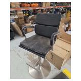 Black Vinyl Upholstered Chair with Steel Base