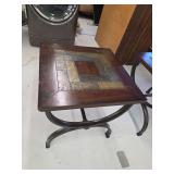 Square Accent Table with Stone Tile Inlay