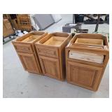 Three Wooden Base Kitchen Cabinets