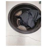 Large Round Black Tub with Black Material Inside