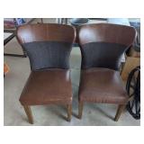 Pair of Brown Upholstered Dining Chairs