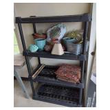 Four Tier Plastic Shelf with Various Items
