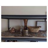 Assorted Home Decor Items: Vase, Basket, Metal Décor, and More