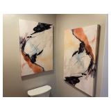 Abstract Watercolor Canvas Paintings - Set of 2