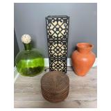Home Decor Items: Vase, Lamp, Basket