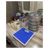 Bathroom items with Scale, Organizer, Canisters and More