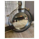 Round Metal Framed Wall Mirror with Rope Hanger